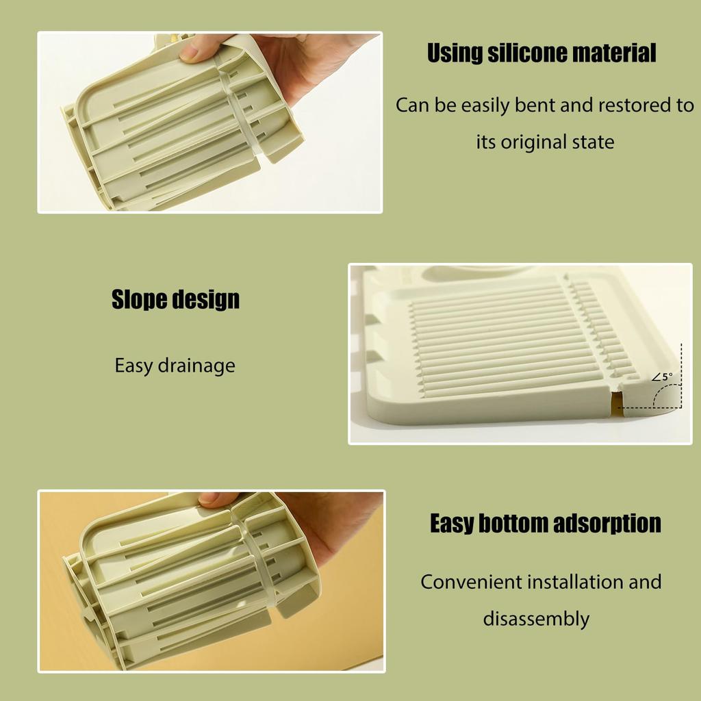 Faucet Mat for Kitchen Sink - 2025 Upgraded Premium Silicone Splash Guard with Fast Drying Properties - Protective Sink Tray Ide