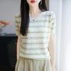 Women Knit T-shirt Summer Knitted Shirt Short Sleeve Tees O-neck Pullover Knit Tops Female