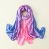 11 New Gradual Change Color Silk Scarf Transition Color New Silk Satin Scarf Headscarf Temperament Long Women's Shawl Solid Color