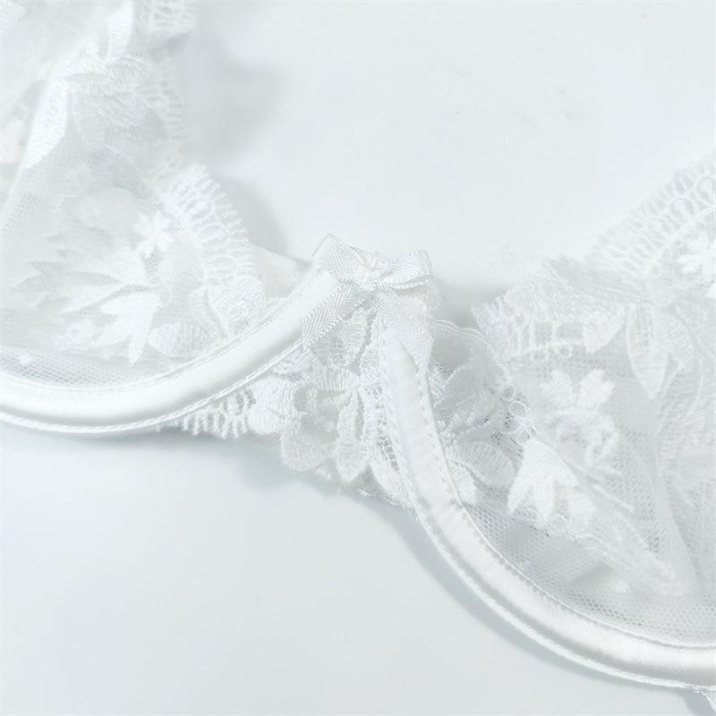 Sexy Spitzenunterwäsche Französischer ultradünner hohler透視 BH in Übergröße für große Brüste und kleine Anti-Hänge-Oberstütz-BH