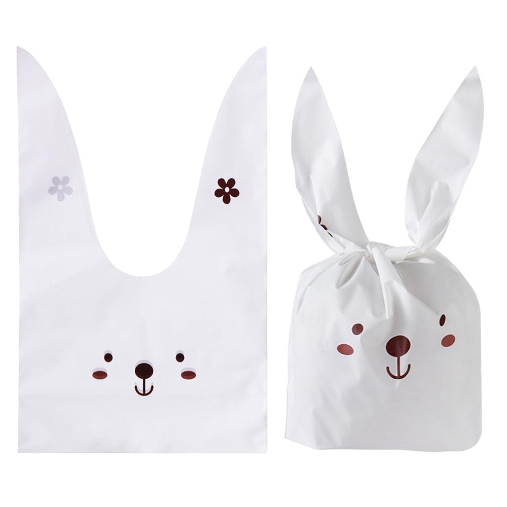 10Pcs Rabbit Ear Bags Cookies Candy Gift Plastic Bags Happy Easter Baking Packaging for Biscuits Snack Party Supplies