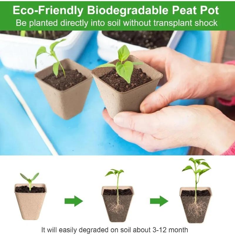 Degradable Paper Pulp Seedling Nursery Pots Eco Friendly Germination Planter Cups For Garden Flowers Herbs Orchard Plant Cultivation