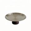 Pedestal Tray Acacia Wood Round Stainless Steel Display Storage Raised Rim Elevated Stand S