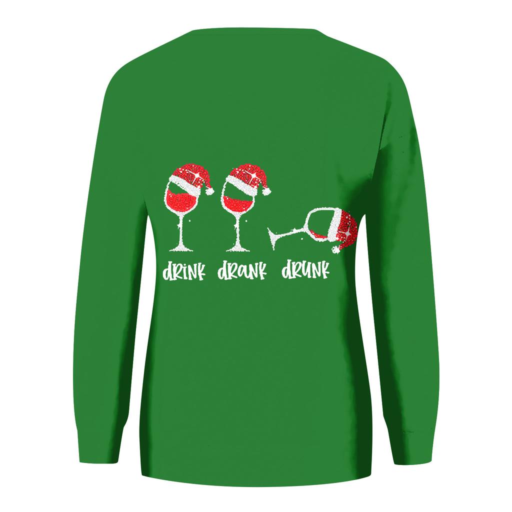 Women's Fashion Printed Long Sleeve Loose Round Neck Sweatshirt Top Fall