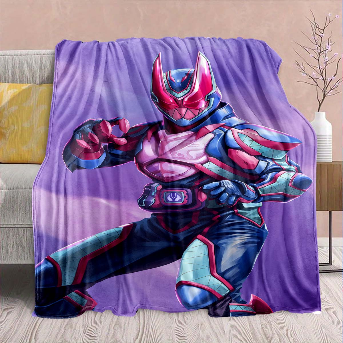 

Kamen Rider Anime Flannel Blanket – Soft, Warm, Perfect for Sofas, Bedding, Camping, Travel, Office, and Home Decor – QJY 75x90cm
