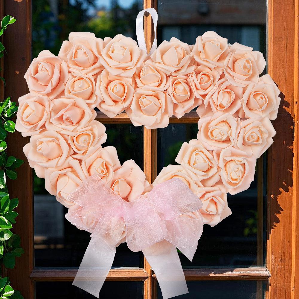 Valentine'S Day White Rose Wreath Romantic Love Wreath Outdoor Wedding Scene Arrangement Props