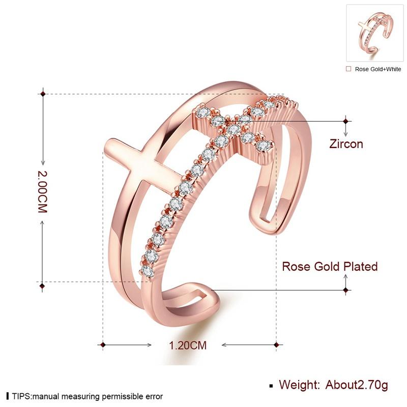 Rose Gold Cross Ring Adjustable Expandable Open Ring Women Faith Jewelry Double Cross Design Fashion Accessory