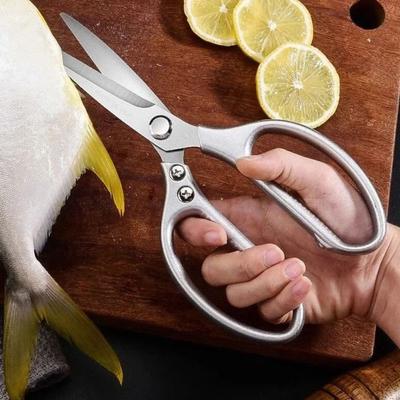 High Hardness Kitchen Scissors Silver Barbecue Scissors Multifunctional Chicken Bone Scissors  Fish