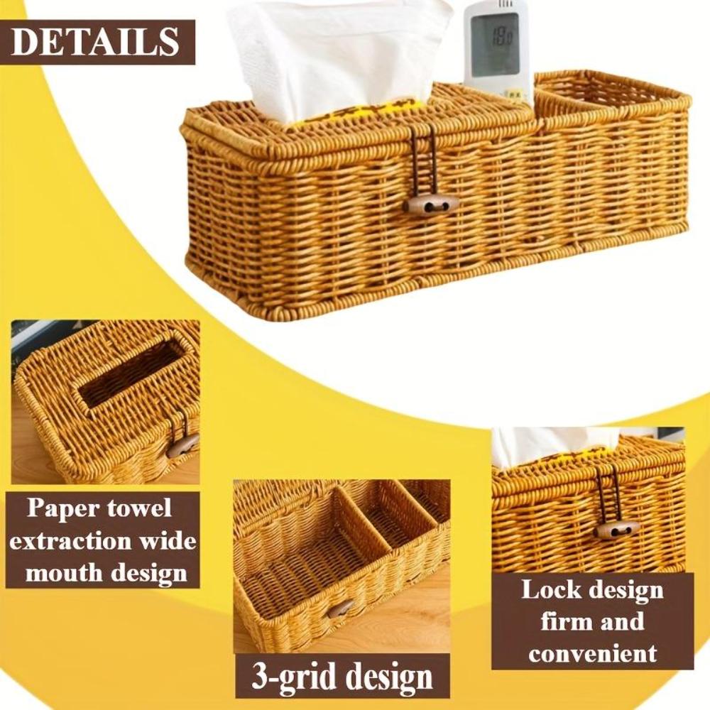 Woven Tissue Box Cover Breathable Design Tissue Dispenser New Paper Towel Holder Desktop