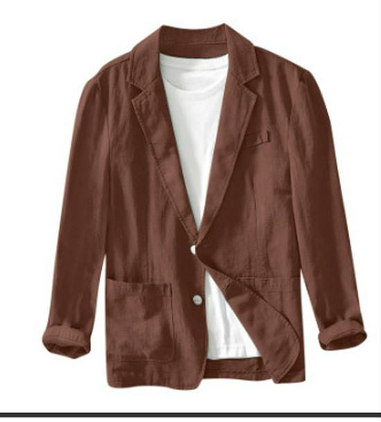 

Чоловічий повсякденний бавовняно-лляний однотонний піджак 4XL