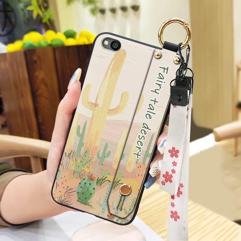Soft Case Oil Painting Phone Case For Xiaomi Redmi GO Flower Durable Dirt-resistant Kickstand Protective Wristband Ring