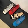 Bow splicing single shoes women's new one-button ballet flats