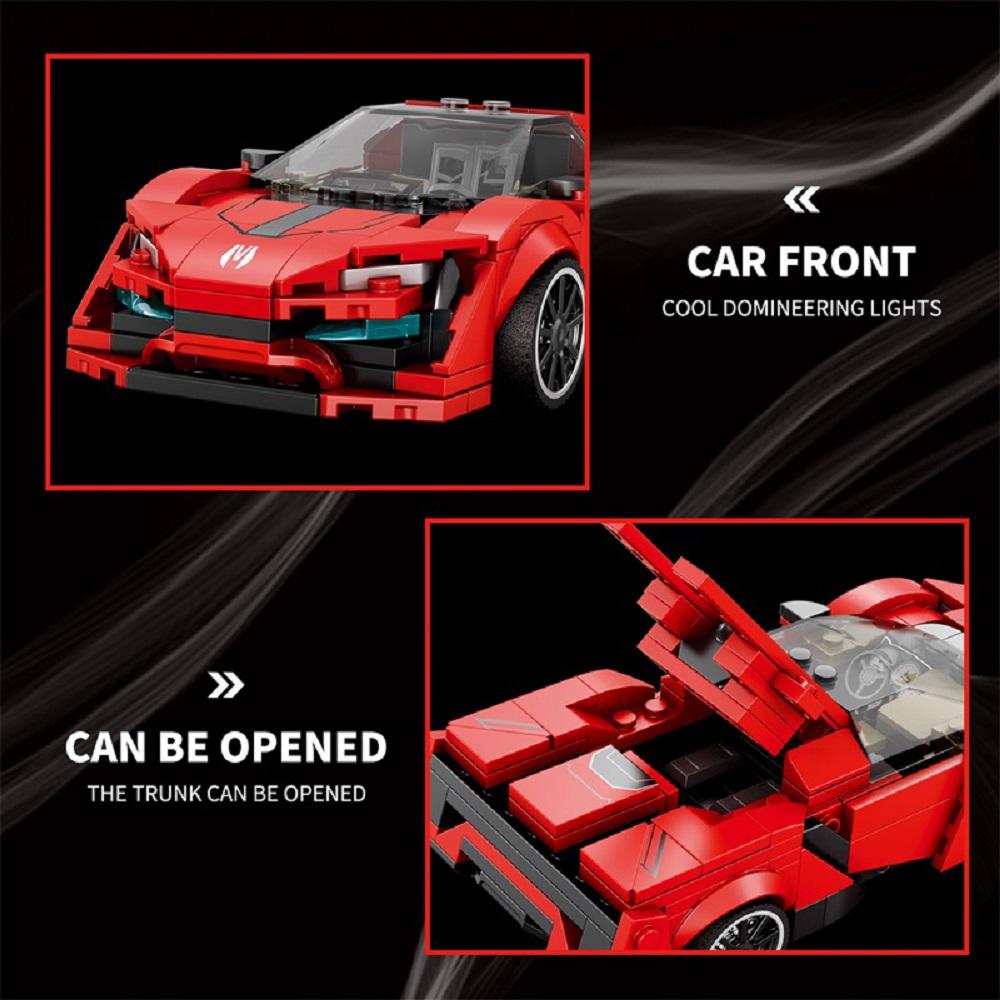 Red Sports Car Building Block 301PCS City Vehicle Classic Racing Car Model Bricks Toys  Creative Collention Gift