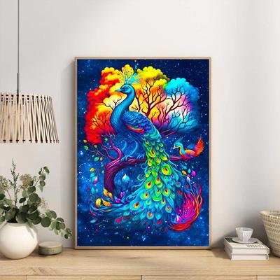 DIY diamantová malba Barevná sada křížkového stehu páv Umělecká mozaika Diamantová malba Plný kruh/čtverec Diamantové domácí dekorace