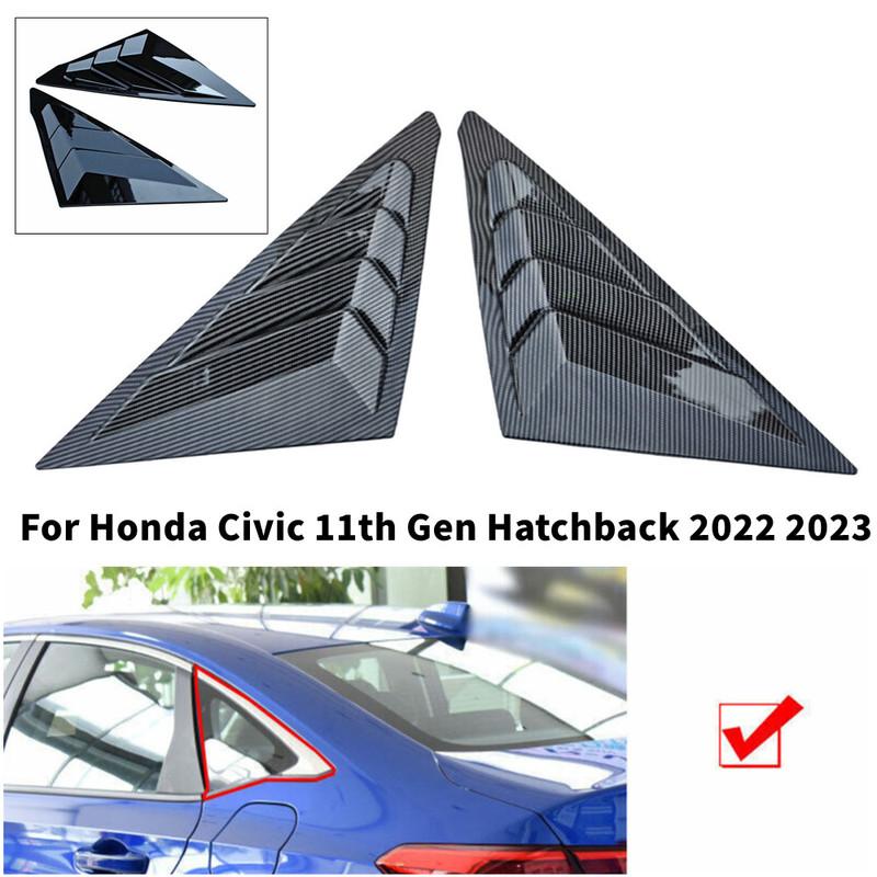 For Honda Civic Hatchback   Car Rear Window Quarter Louver Shutter Cover Side Vent Trim Sticker ABS Exterior Accessories