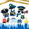 25Pcs/Set Police Theme Photo Booth Props Police Car Hat Dress Up Cosplay Paper Masks for Kids Boy Birthday Party Decoration