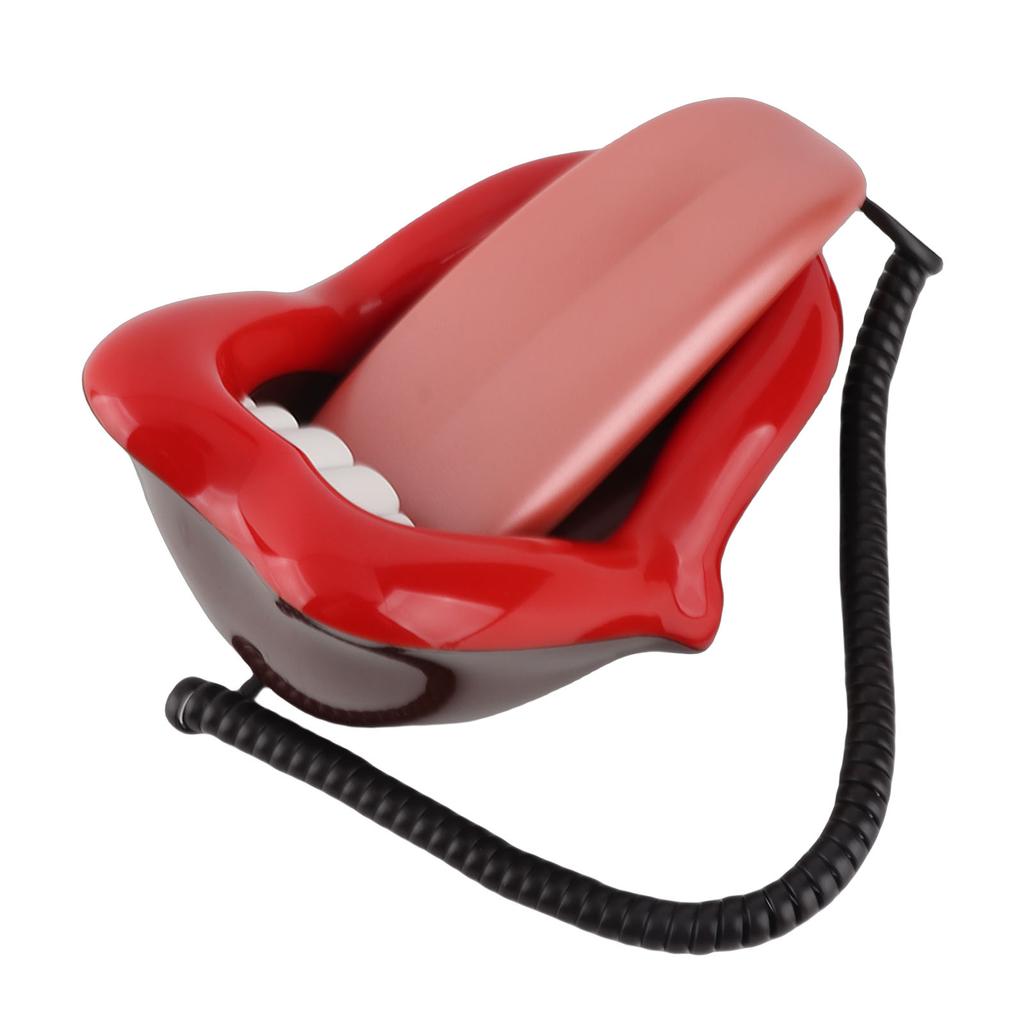Red Mouth Telephone Novelty Big Tongue Landline Phone Wired Funny Lip Phone with LED Indicator for Home Shops Office
