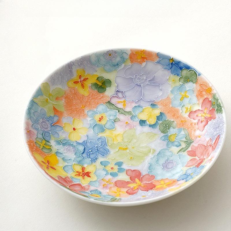 

Handmade stacking underglaze color Guochao small fresh pot bearing flower fruit plate dim sum plate pot holder ceramic cover