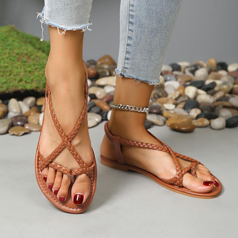 fashion New Sandals Summer Shoes Women Woven Flats Fashion Lightweight Comfortable Casual Shoes Women Outdoor Vacation Beach Shoes Woman