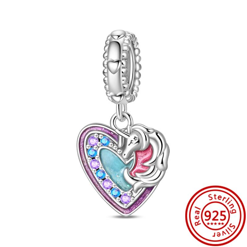 New 925 copper Original Pink Series Boy Love Girl Mom Unicorn Butterfly Infinite Heart Beads Fit Pantaro Charms Bracelet Zircon