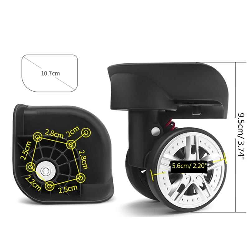 2Pcs Trolley Casters Replacement Heavy Duty Roller Wheel for Luggage Box Suitcase 360 Degree Swivel kit SilentWheel