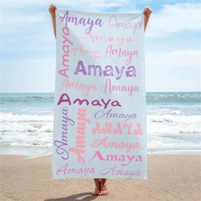 Custom Name Beach Towels For Kids/Youth/Adult Monogram Pool Towel Vacation Gift Picnic Towel Pool Party Gift Absorbent Quick-Dry