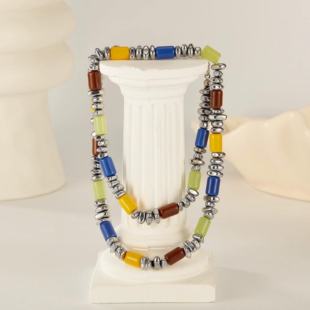 Jewelry Stainless Steel Bracelets Necklaces for Women Trendy Versatile Accessories with Hematite Resin Unique Style