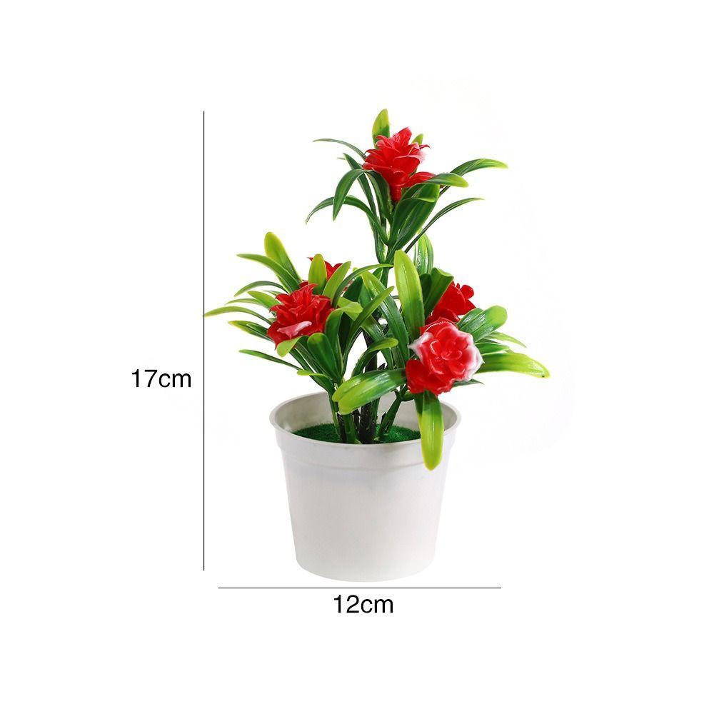 New 6 Colors Artificial Potted Plant 12*17cm Plastic 5 Head Roses Office Table Decor Fake Plants Wedding Home Hotel Decor