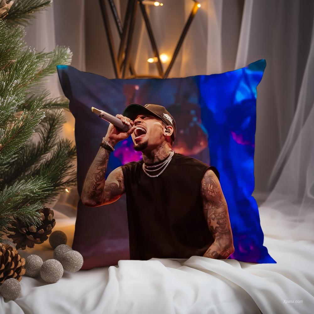 Hot C-Chris Brown Cushion Cover Premium Comfort Reversible Pillow Cove -Two in One Design for Any Room & Car Interior