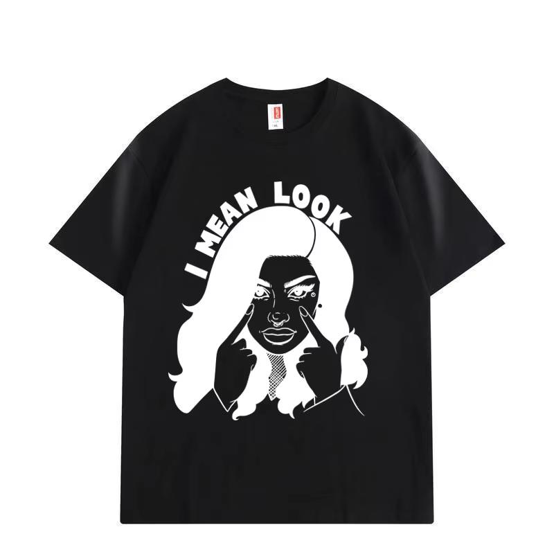 Rapper Cardi B Meme Tshirt I Mean Look Graphic T Shirts Unisexs Unisexs Loose Casual Fashion Hip Hop Short Sleeve Streetwear Tees