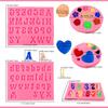 5-Piece Silicone Letter Number Mold Set, Heart Flower Chocolate Candy Clay Mold for Fudge Cake Decor
