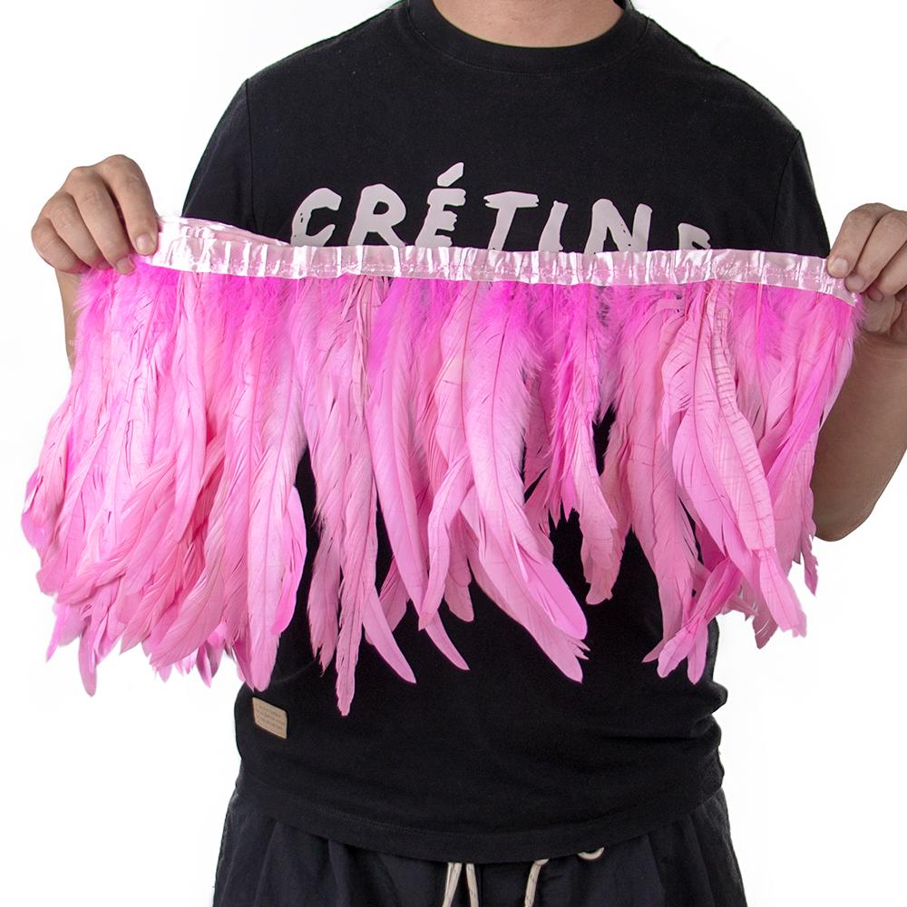 2Meters Colorful Rooster Tail Feathers Trim 25-30Cm /10-12Inches Pheasant Feather Fringe Ribbon For Carnival Plumes Decoration