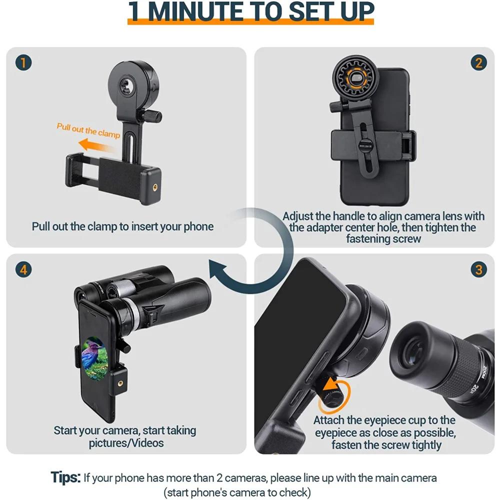 Upgrade Universal Cell Phone Adapter Bracket Clip Mount Soft Rubber Material For Binocular Monocular Spotting Scope Telescope