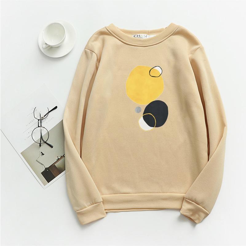 TWINFLAMES New Hoodie Women Oversized Wool Sweatshirt Casual Long Sleeve Top Printed O Collar Loose Casual Long Sleeve Jumper Top