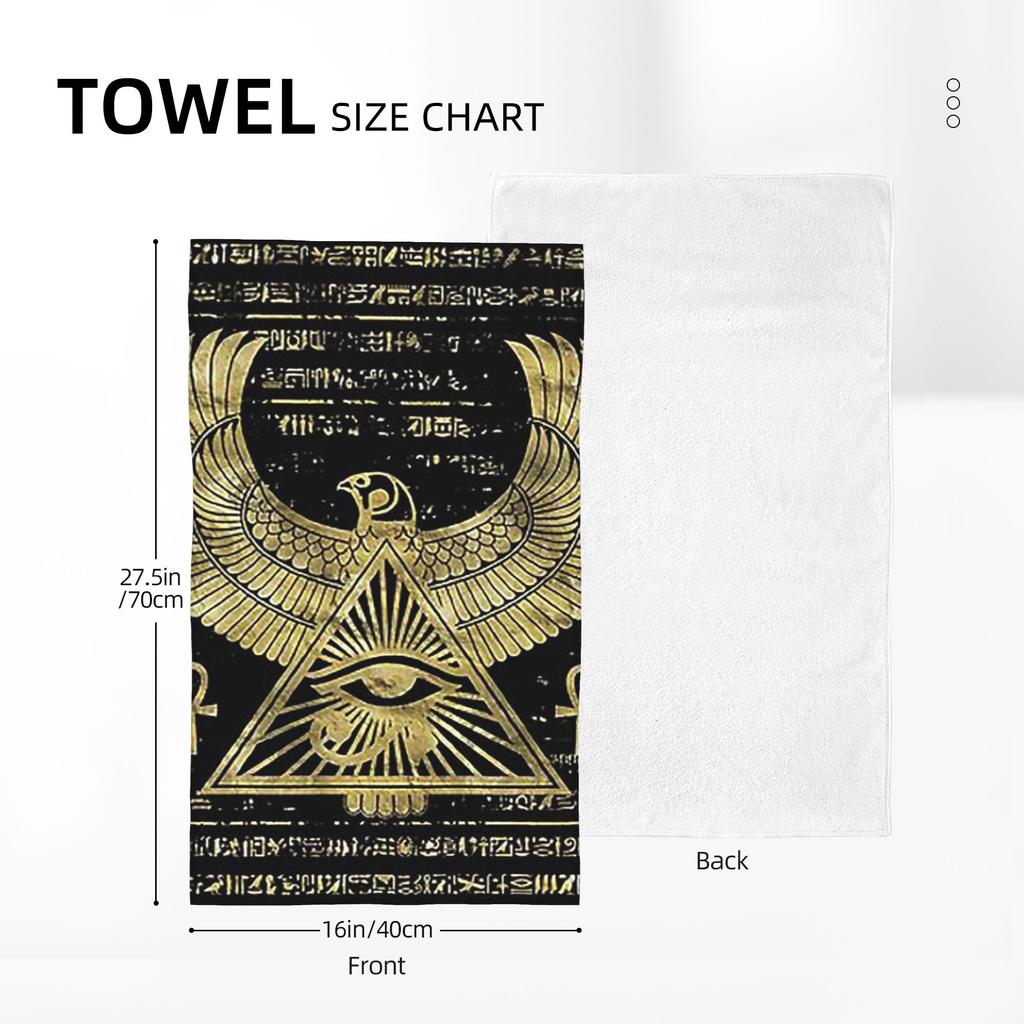 Egyptian Eye of Horus Wadjet Gold and Black Soft Face Towel Quick Dry Pool Bath Cotton Towels Absorbent Quick