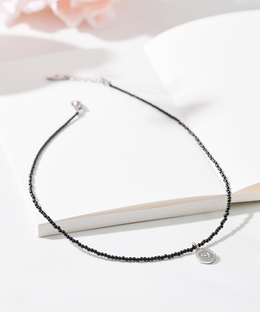 Polalita Mini Black Heart Charm Necklace (Plt-Nl-050_Bk)