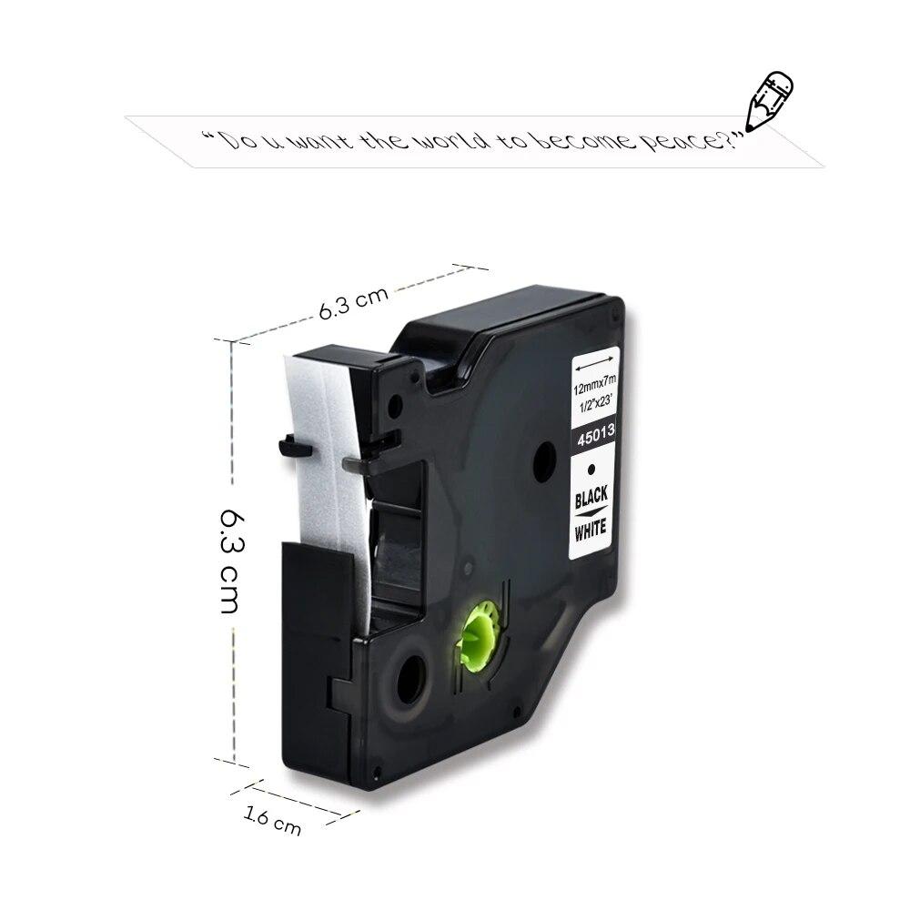 3pcs/lot Labels Compatible Dymo D1 12mm Tapes 45010 45013 40913 Ribbon Cassette for Dymo Label Manager LM 160 280 Label Maker