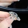 Niche Design Checkerboard Zircon Ring Retro Light Luxury High-End Ring Love Open Index Finger Ring