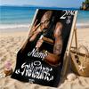Custom Name RIP Tupac: Legacy Lives Heart In Space Adventure Microfiber Beach Towel, Lightweight for Summer Travel, Swimming Pool Fan Gift