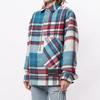 We11done Half-Zip Classic Plaid Long Sleeve Shirt Jacket Unisex Shirts Blue WD-BL3-20-910-U-BL