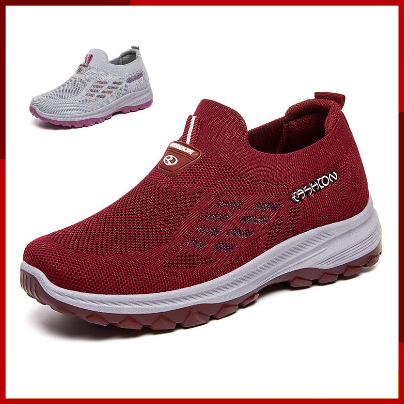 Women Size 36-41 Mesh Breathbale Walking Shoes Slip On Fashion Platform Chunky Shoes Ladies Sport Wedge Tennis Shoes