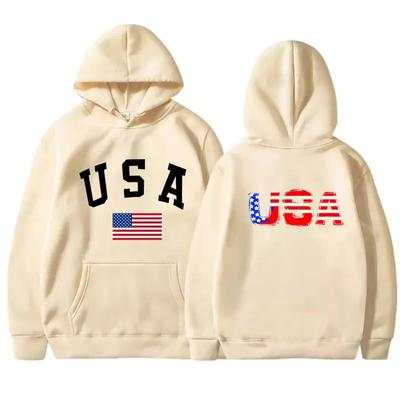 Men's Female Hoodie Harajuku USA Pattern Y2K Street Fashion Trend Spring Autumn Fleece Hoodie Top Unisex Clothing