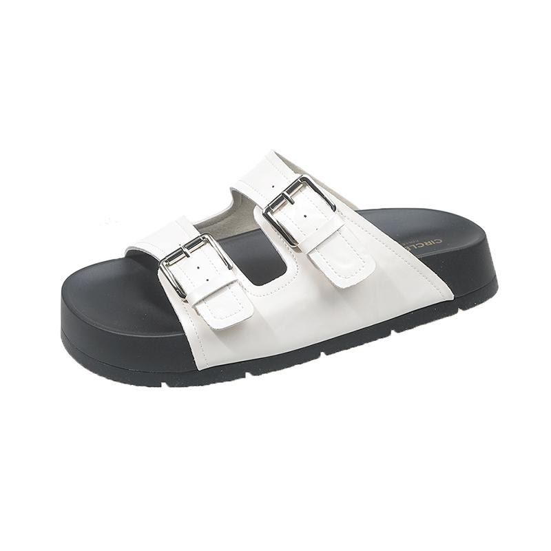 Fashion Flat Women's Slippers 2025  Fashion Luxury Double Buckle Platform Sandals Summer Casual Comfortable Outdoor Beach Women's Shoes