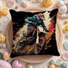 Cartoon Motorcycle Pillow Case Soft Plush Fabric Double-Sided Printed Cushion Cover Warm Winter Sofa Pillow Case