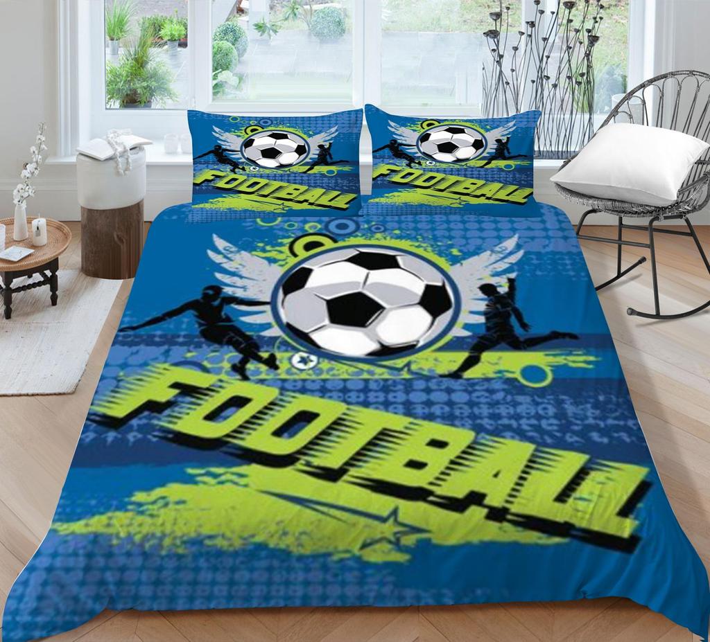 Football Printed Quilt Cover Household Bedding Set Down Quilt Cover Bedding Set Quilt Cover and Pillowcase Full Size Bedding