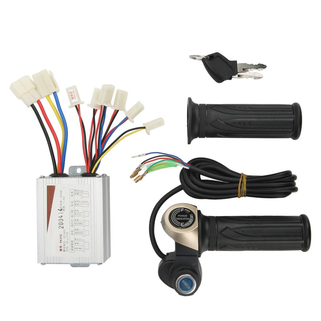 DC48V 500W Brushed Speed Controller Kit with Locking Throttle Twist Grip Power Display for Electric Bike