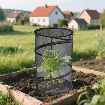 Pop-up Plant Insect Netting Round Foldable Plant Protector Netting Mesh Garden Netting with Ground Stakes for Vegetables Protection from Birds Insects