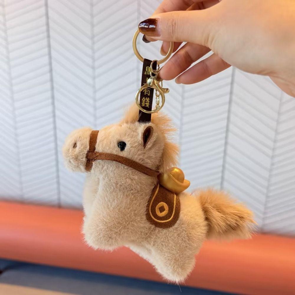 Creative Plush Horse Keychain Mascot Dolls Zodiac Pony Figurine Yuanbao Pony Pendant  Year of Horse