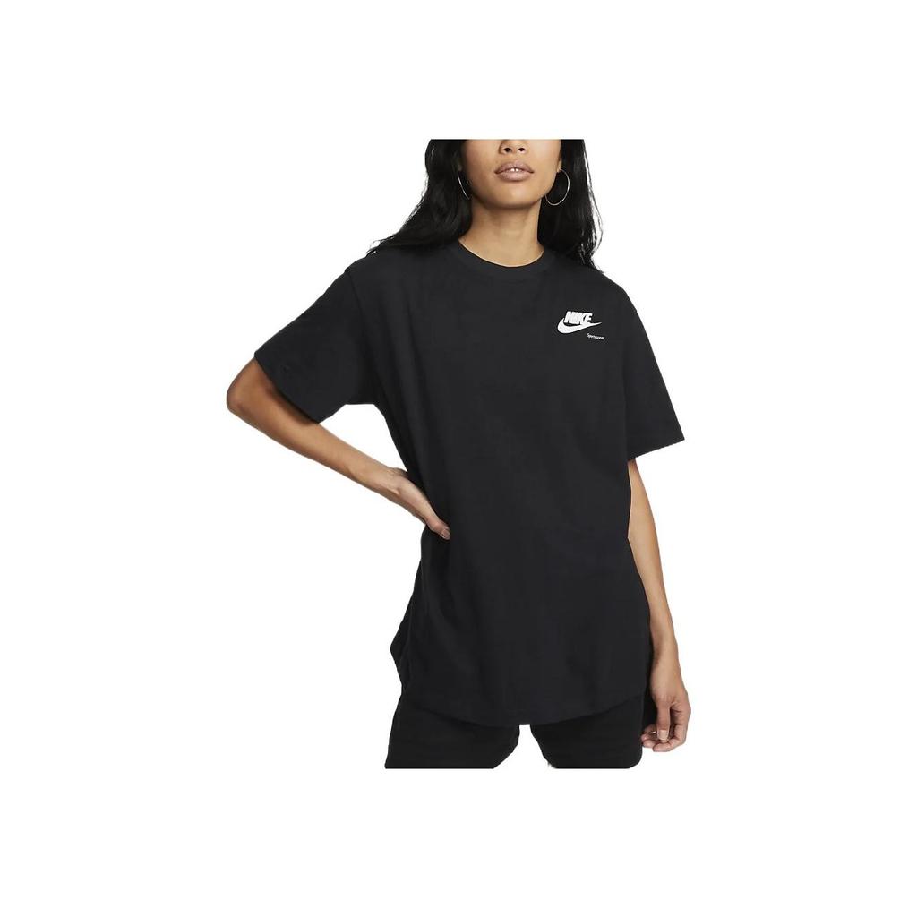 Nike Solid Color Slim Fit Crew Neck T-Shirt Women Tops Black DR9025-010