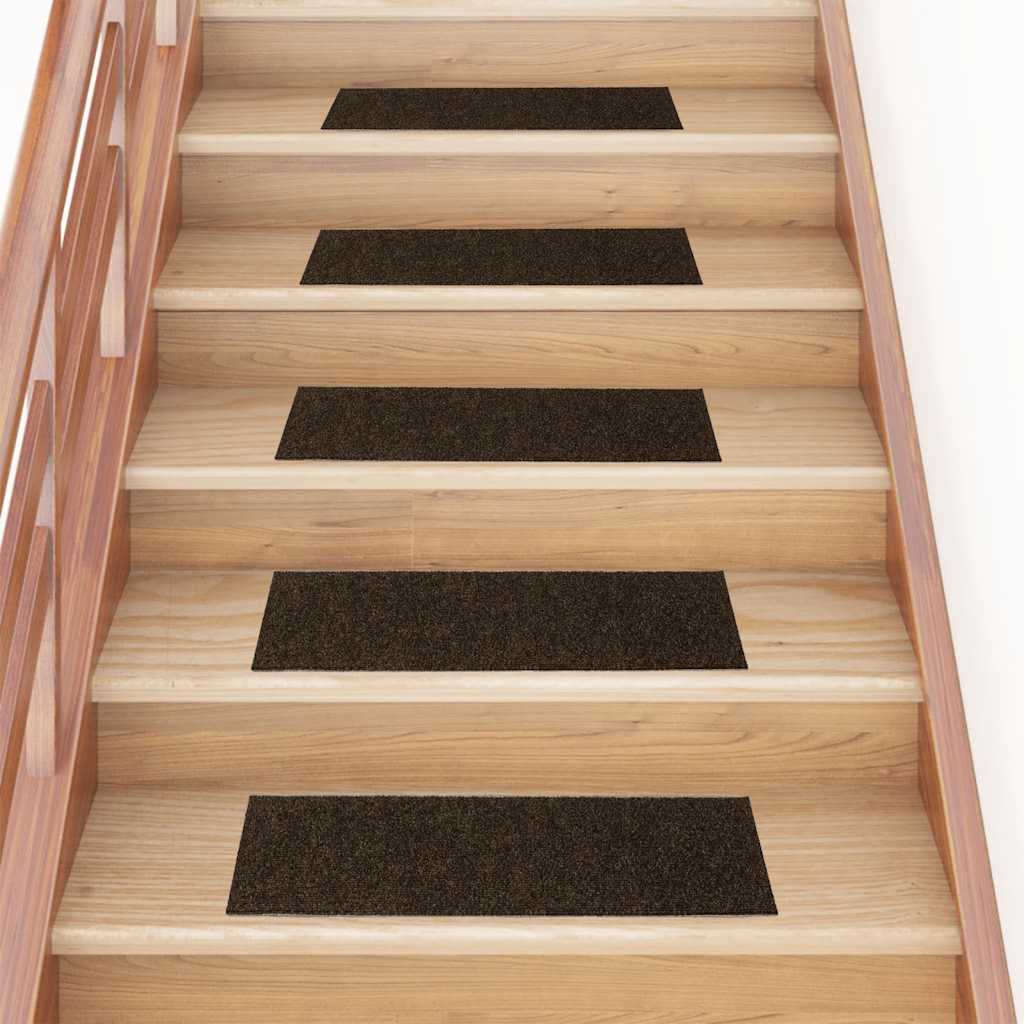 Self Adhesive Stair Treads 15 pcs 76 x 20 cm Brown Rectangular